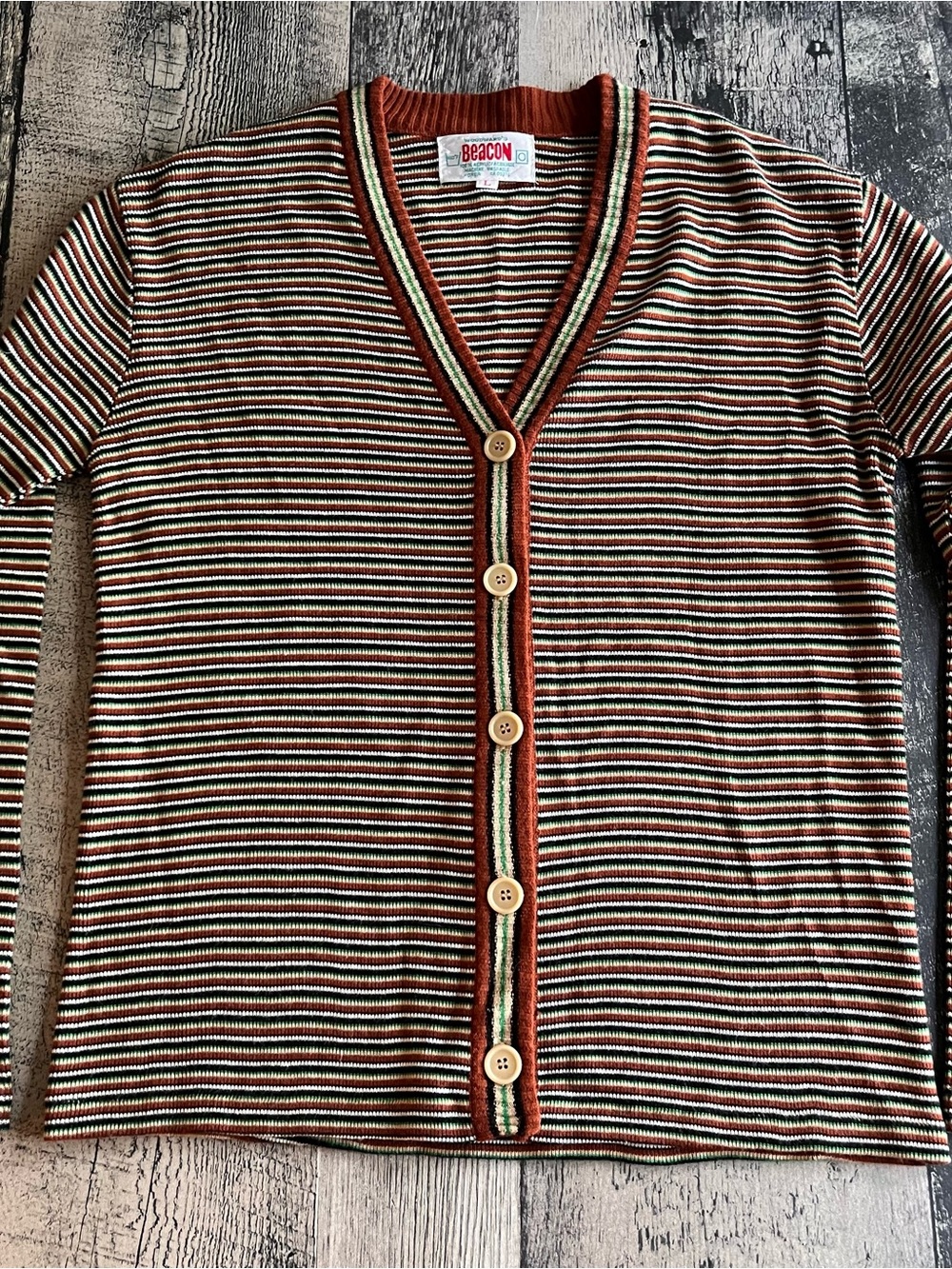Vintage woodwards beacon striped cardigan sweater